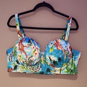 Torrid Teal and White Bustier Top